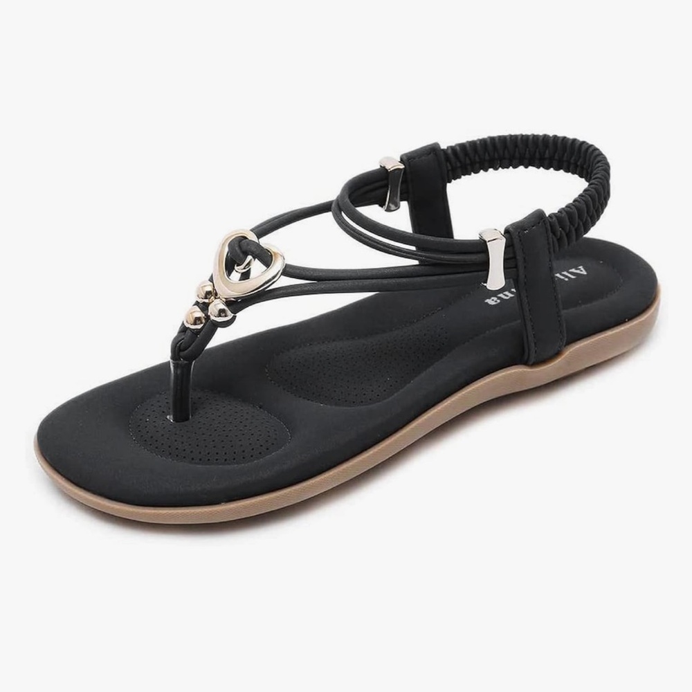 Women's Flats Sandals sling back strap Black Size 11
